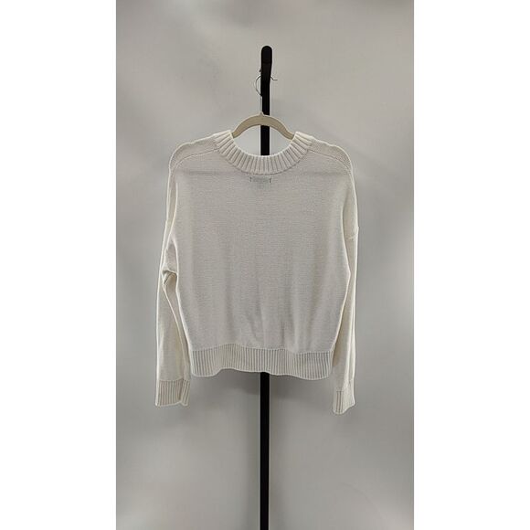 Quince Women 100% Organic Cotton Cropped Cardigan Ivory Sleeved Top M - Picture 3 of 3